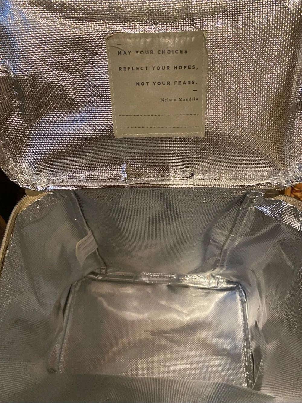 SOYOUNG/ Beige Stripe Canvas Cooler Bag-Lunch Box.